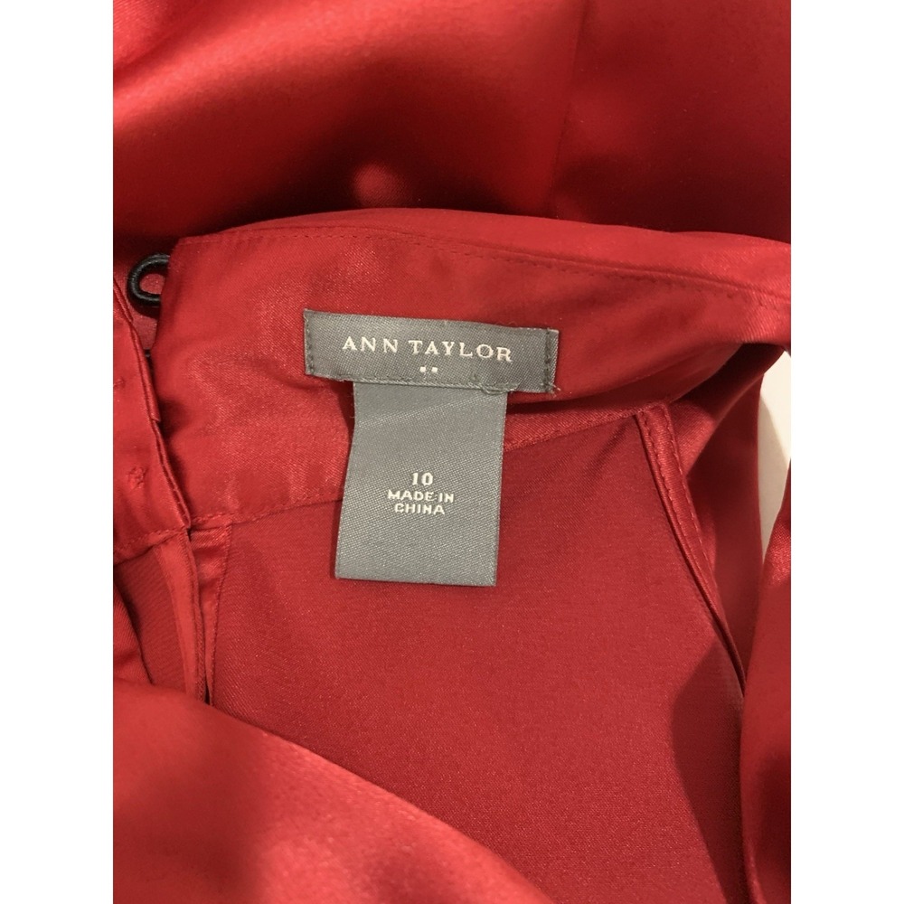 Ann Taylor Satin Halter Top Blouse Size 10 Ruby Red, Side Zip, Elegant Glam - Picture 6 of 12